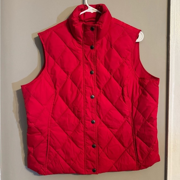Lands' End Jackets & Blazers - Lands End Women's Red Quilted Down Feather Puffer Vest